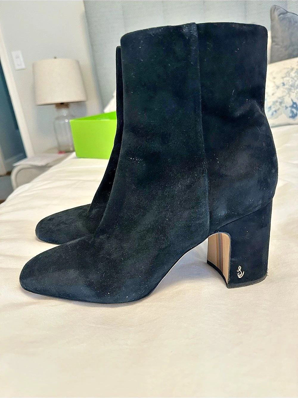 Sam Edelman Peyton Black Suede Heeled Boots US 10 M